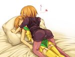  bad_id bad_pixiv_id bed bed_sheet cameltoe clone elpeo_puru fat_mons garter_belt girl_on_top gundam gundam_zz heart kiss legwear_under_shorts lying multiple_girls orange_hair pantyhose pantyhose_under_shorts pillow puru_two short_hair shorts skirt su_ma_ki thighhighs tight yellow_legwear yuri 