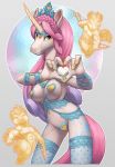  &lt;3 2019 abs anthro anthrofied bow_(weapon) breasts clothing equine female horn legwear lingerie loupgarou male mammal my_little_pony pasties pegasus princess_amore_(mlp) ranged_weapon smile stockings unicorn weapon wings 