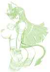  animal_ears ass back blush breasts copyright_request demon_tail green horns huge_breasts long_hair looking_back mel/a monochrome oekaki panties pointy_ears side-tie_panties solo tail thighhighs topless underwear underwear_only 