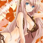  aqua_eyes bad_id bad_pixiv_id bikini breasts cleavage large_breasts leaning_forward long_hair megurine_luka mikipa navel pink_hair project_diva project_diva_(series) solo swimsuit swimwear_(module) very_long_hair vocaloid 