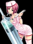  highres koutaro large_syringe nurse oversized_object red_hair rio_rollins solo stethoscope super_blackjack syringe thermometer thighhighs 