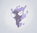  2018 argon_vile balls black_body black_eyes flaccid front_view gastly grey_background hi_res humanoid_penis hyper_foreskin male nintendo nude penis pok&eacute;mon pok&eacute;mon_(species) signature simple_background smile solo video_games 