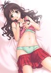  bra lingerie long_hair midriff panties polka_dot polka_dot_bra polka_dot_panties skirt skirt_pull solo strap_slip takumi_namuchi tank_top to_love-ru underwear yuuki_mikan 