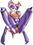  antenna antennae artist_request bee_girl breasts cameltoe capcom insect_girl monster_girl pantyhose purple_eyes purple_hair q-bee short_hair vampire_(game) 