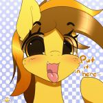  2019 animated blush dialogue digital_media_(artwork) earth_pony english_text equine fan_character female freckles horse looking_at_viewer mammal my_little_pony n0nnny pony solo text tongue tongue_out 