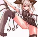  black_legwear blouse brown_eyes from_below miniskirt nana-shi_hostler original panties pantyshot pleated_skirt short_hair silver_hair sketch skirt solo standing thighhighs underwear upskirt 