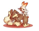  a female from_behind_position gafagear lagomorph larger_female lopunny male mammal nintendo open_mouth perching_position pok&eacute;mon pok&eacute;mon_(species) pok&eacute;morph scorbunny sex size_difference small_dom_big_sub smaller_male smile video_games 
