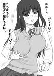  bouncing_breasts breasts greyscale kurusugawa_ayaka large_breasts monochrome no_bra school_uniform shichimenchou solo to_heart translation_request unaligned_breasts 