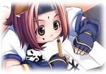  aq_interactive arcana_heart atlus brown_hair examu headband konoha konoha_(arcana) konoha_(arcana_heart) pencil 