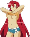  absurdres boyshorts breasts cleavage highres large_breasts long_hair midriff navel pieces_of_sweet_stars shirt_lift shorts solo tengen_toppa_gurren_lagann transparent_background underboob vector_trace yoko_littner 