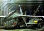  aircraft airplane ffr-31mr/d_super_sylph fighter_jet hangar jet military military_vehicle multiple_boys noba sentou_yousei_yukikaze 