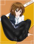  blush brown_eyes brown_hair crotch_seam feet hair_ornament hairclip highres hirasawa_yui k-on! panties panties_under_pantyhose pantyhose pov_feet school_uniform short_hair skirt solo sunnazi underwear upskirt 