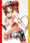  ass baseball_cap bikini breasts brown_hair elbow_pads flat_ass front-tie_top green_eyes hat idolmaster idolmaster_(classic) inline_skates knee_pads open_mouth ponnetsu roller_skates side-tie_bikini skates small_breasts smile solo swimsuit takatsuki_yayoi twintails 
