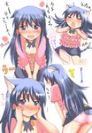  animal_ears ass blue_eyes blue_hair breasts cat_ears cat_tail cleavage downblouse embarrassed fang frills long_hair original panties pantyshot polka_dot polka_dot_panties shiina_you_(tomoshibi) skirt small_breasts sweatdrop tail tears underwear 