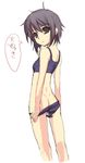  absurdres ass back bangs dimples_of_venus flat_ass from_behind highres looking_back nagato_yuki nagy panties short_hair sketch solo sports_bra suzumiya_haruhi_no_yuuutsu translated underwear underwear_only undressing 