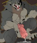  animal_genitalia animal_penis anthro balls canid canine canine_penis canis half-erect knot male mammal muscular muscular_male open_mouth penis precum pubes solo were werecanid werecanine werewolf weskers wolf 