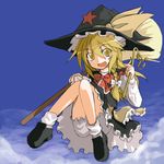  bad_id bad_pixiv_id blonde_hair bloomers broom day hat kirisame_marisa poto_(relax_time) sky solo touhou underwear witch_hat 
