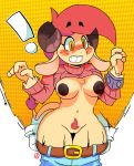  ! 2019 anthro areola assisted_exposure big_breasts blush bovid breasts caprine clothed clothing disembodied_hand female frances_sugarfoot freckles gloves goat hair horn kureto mammal nipples pants_down pantsing partially_clothed pubes pussy red_hair simple_background surprise thick_thighs voluptuous wide_hips 