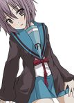  absurdres blush highres kita_high_school_uniform nagato_yuki satoshi_(artist) school_uniform short_hair solo suzumiya_haruhi_no_yuuutsu transparent_background vector_trace 