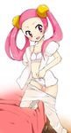  1girl bra miru_(pokemon) panties pink_eyes pink_hair pokemon solo underwear 