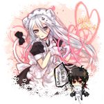  1girl anger_vein animal_ears bad_id bad_pixiv_id blush chibi genderswap genderswap_(mtf) heart heart_hands katekyo_hitman_reborn! long_hair maid moe_moe_kyun! rori_(artist) sagami_rin silver_hair sparkle superbi_squalo tail translation_request xanxus 