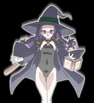  ayase_yue blue_eyes book braid broom coat glowing hat kousaka_jun long_hair mahou_sensei_negima! one-piece_swimsuit orbis_sensualium_pictus purple_eyes purple_hair solo swimsuit twin_braids witch_hat 