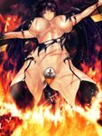  bb blood breasts burning cross demon_girl eyes_closed fire guro large_breasts nail nailed on_fire purple_hair s_zenith_lee scar stitches succubus thighhighs torn_clothes torture whip_marks wings 
