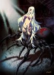  arachne large_breasts long_hair monster_girl spider spider_girl tagme topless white_hair 