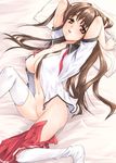  kanda_aya motoori_chigusa no_panties original school_uniform serafuku solo thighhighs undressing 