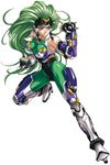  armor aschen_brodel big_hair bodysuit boots breasts clenched_hands elbow_gloves fighting_stance fingerless_gloves frown full_body gauntlets gloves green_bodysuit green_eyes green_hair helmet high_heels impossible_clothes kouno_sachiko large_breasts long_hair looking_away official_art raised_fist robot_ears shoes simple_background solo spiked_knuckles spikes spread_legs super_robot_wars super_robot_wars_og_saga_mugen_no_frontier thigh_boots thighhighs very_long_hair watermark 