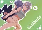  blue_eyes breasts character_name closed_eyes couple eila_ilmatar_juutilainen heart holding_hands lingerie medium_breasts multiple_girls panties rison sanya_v_litvyak short_hair silver_hair sleeping smile speech_bubble spoken_heart strike_witches tank_top thighhighs underwear world_witches_series yuri zzz 