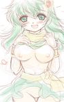  :d blush breasts final_fantasy final_fantasy_iv green_eyes green_hair himenekodo large_breasts lowres nipples no_panties open_mouth rydia shirt_lift skirt skirt_lift smile solo 