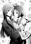  2girls embrace ga-rei ga-rei_zero hug isayama_yomi kagura multiple_girls pocky pocky_kiss shared_food 