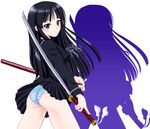  ga-rei ga-rei_zero isayama_yomi katana panties purple_eyes school_uniform sword underwear weapon 