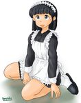  awatake_takahiro maid maid_apron nervous sitting 