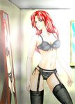  bad_reflection bra christina_mackenzie error faux_traditional_media garter_belt gundam gundam_0080 lens_flare lingerie memory_(prophet5) mirror red_hair reflection solo thighhighs underwear 