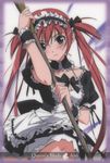  airi_(queen's_blade) green_eyes maid queen's_blade red_hair solo takamura_kazuhiro twintails 