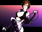  bad_id bad_pixiv_id bdsm bespectacled biting black_eyes boots breasts brown_hair cleavage collar dominatrix elbow_gloves glasses gloves large_breasts leather lip_biting meiko seitsuji solo spiked_collar spikes vocaloid whip 