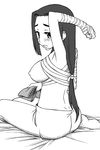  armpits bad_id bad_pixiv_id bandages blush breasts greyscale itsuyo landreaall large_breasts long_hair monochrome sawa_jaaji sitting solo topless traditional_media 