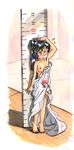  barefoot black_hair breasts minigirl ruler shrinking 