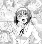  copyright_request face glasses greyscale haganemaru_kennosuke hairband monochrome 