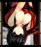  bad_id bad_pixiv_id black_hair blue_eyes breasts large_breasts letterboxed long_hair looking_at_viewer nauribon nipples original smile solo upside-down 