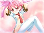  aino_heart arcana_heart kotokaze open_shirt pink_hair ribbon school_uniform stockings thighhighs 