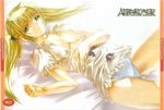  abandoner_the_severed_dreams artist_request blonde_hair breasts cleavage highres medium_breasts open_clothes open_shirt panties ribbon scan shirt solo twintails underwear yellow_eyes 