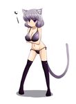  animal_ears bra breasts cat_ears cat_tail cleavage large_breasts legs nabeyaki_neko navel panties purple_eyes sannomiya_shiho side-tie_panties silver_hair tail thighhighs underwear zettai_karen_children 