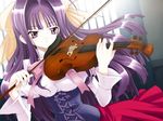  1girl game_cg indoors instrument purple_hair solo violin 