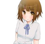  alternate_hairstyle bad_id bad_pixiv_id bangs blunt_bangs brown_eyes brown_hair k-on! pantarou school_uniform short_hair solo tainaka_ritsu 