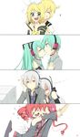  &gt;_&lt; 4girls :q aqua_eyes aqua_hair bdsm blonde_hair blush bondage bound brother_and_sister cigarette closed_eyes crossover detached_sleeves drill_hair fang genderswap genderswap_(ftm) hair_ornament hair_ribbon hairclip hatsune_miku hatsune_mikuo headphones headset heart highres honne_dell incest kagamine_len kagamine_rin kasane_ted kasane_teto kuroha_ai long_hair multiple_boys multiple_girls musical_note ponytail red_eyes red_hair ribbon selfcest siblings silver_hair smile tears tongue tongue_out twin_drills twincest twins twintails undressing utau vocaloid voyakiloid yowane_haku 