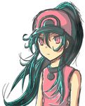  aqua_hair baseball_cap hat pokemon pokemon_(game) pokemon_black_and_white pokemon_bw red_eyes simple_background touko_(pokemon) white_(pokemon) 