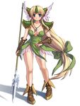  artist_request blonde_hair blue_eyes boots bridal_gauntlets jewelry long_hair low-tied_long_hair necklace polearm riesz seiken_densetsu seiken_densetsu_3 solo source_request spear very_long_hair weapon 